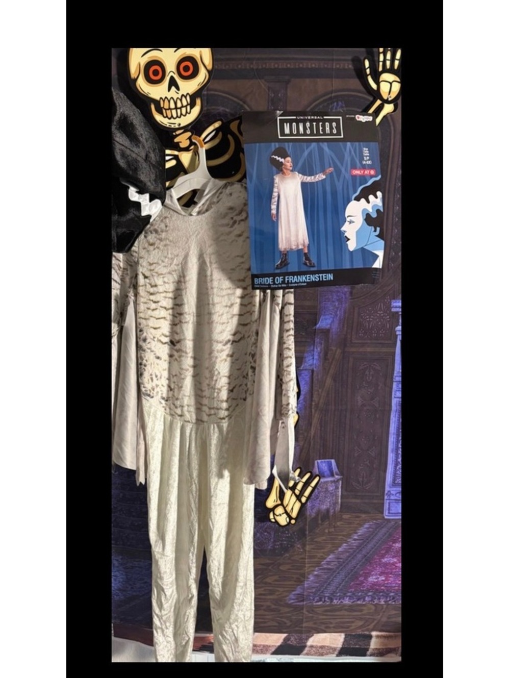 Bride of Frankenstein Costume Size Small (4-6X) with Dress and Headpiece